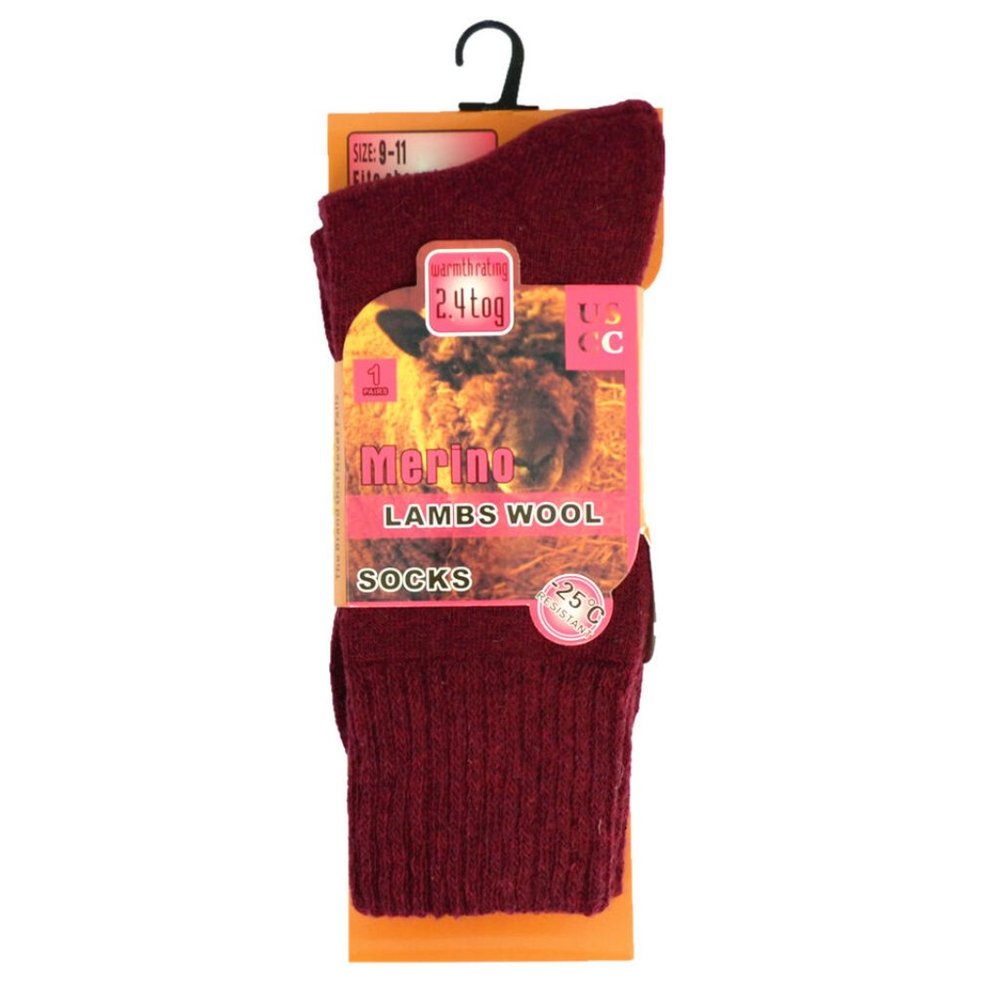 6 Pairs Women's Warm Winter Merino Lambs Wool Socks Size 9-11